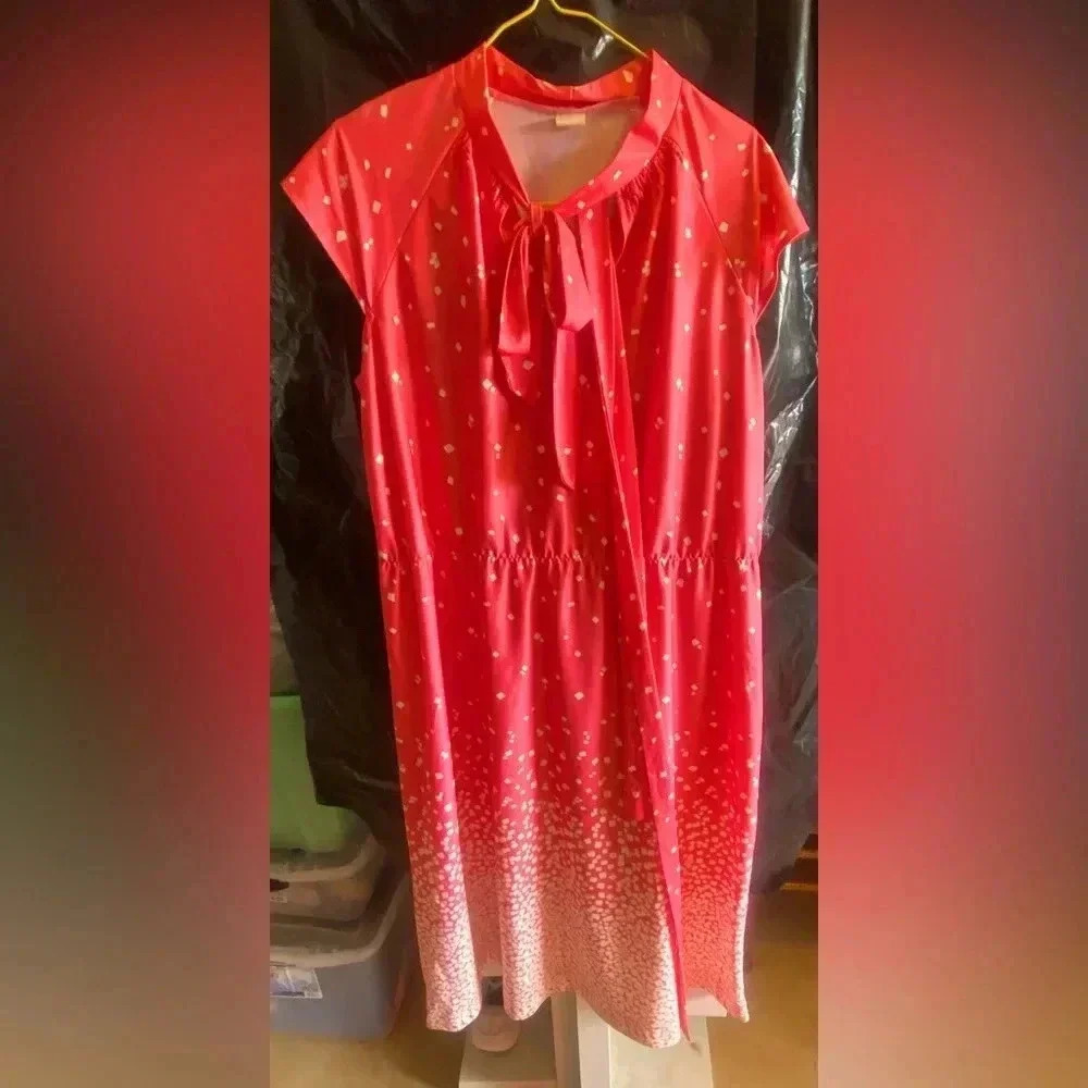Vintage 1970s Malouf Of Dallas Red & White Polka Dot Sleeveless Midi Dre…